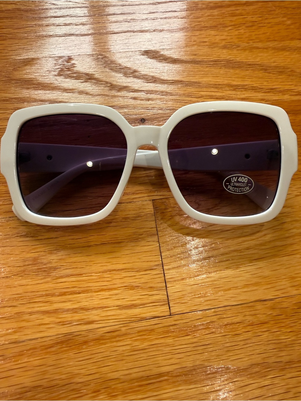 White Square Frame Sunglasses with Dark Lenses